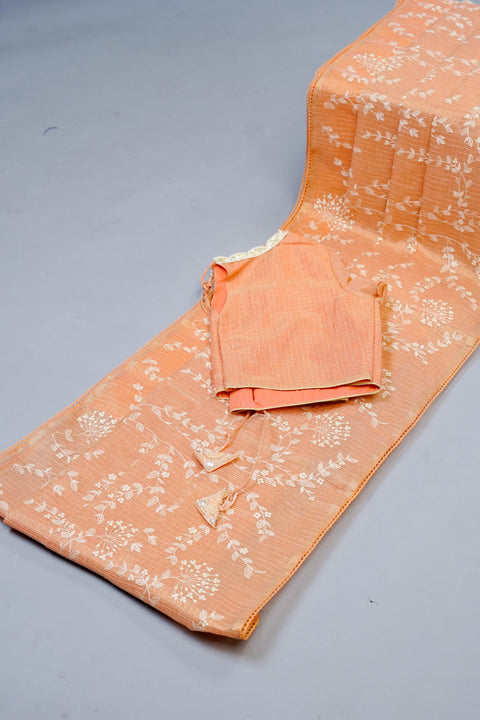 Light Orange Kota Tissue Saree