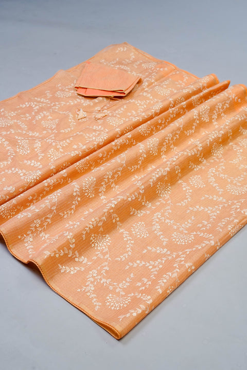 Light Orange Kota Tissue Saree