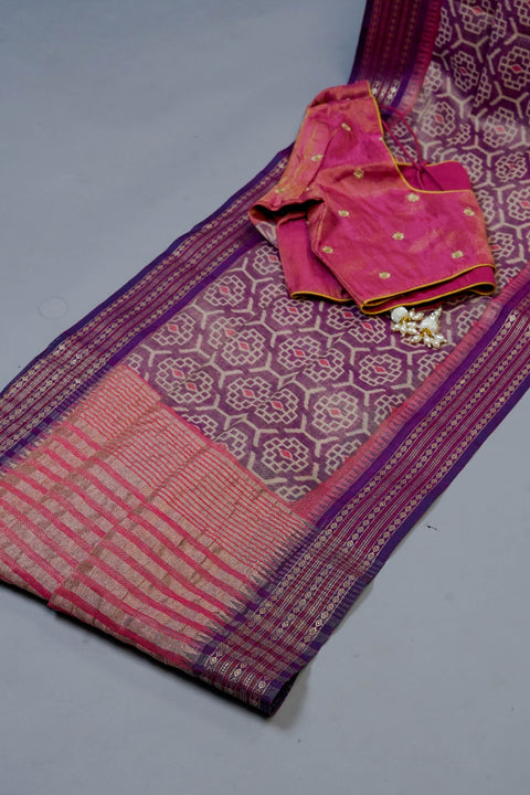 Purple Linen Saree