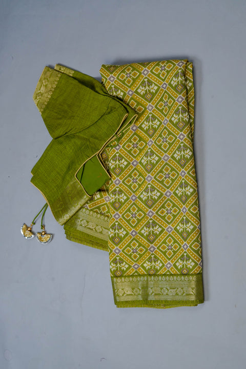 Green Chanderi Cotton Saree