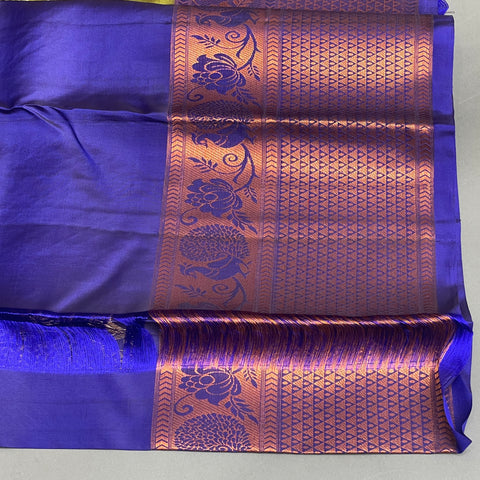 Venkatgiri Saree- Olive green and Purple W/ Gold Zari (Attached Blouse Material)