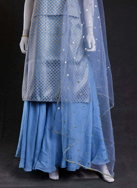 Light Blue kurtha,skirt palazzo with Duppata