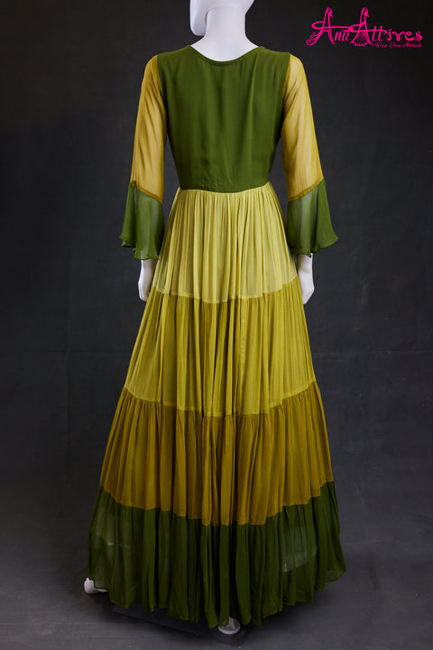 Georgette mehendi green gown