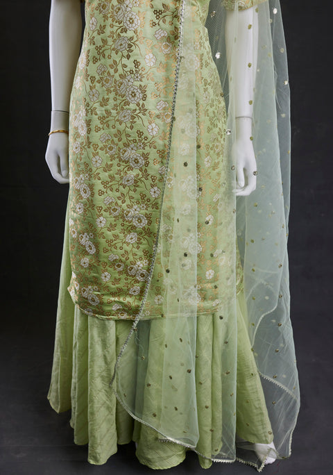 Light Green  kurtha,skirt palazzo with duppata