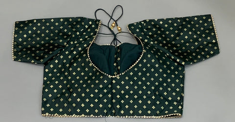 Bottle Green Blouse with all over Butties