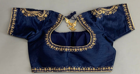 Navy Blue Blouse with Work