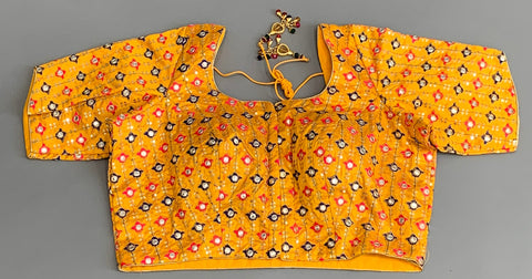 Yellow Blouse with Mirror work
