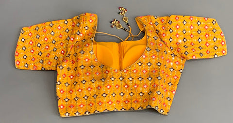 Yellow Blouse with Mirror work