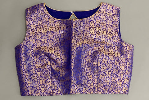 Blue Blouse with all over Brocade