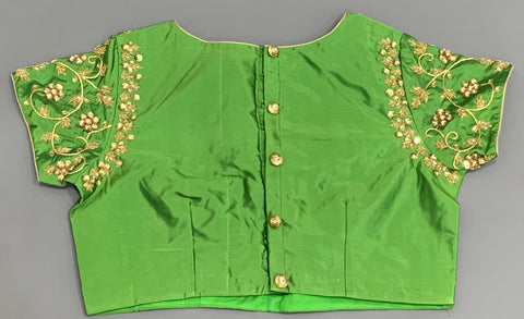 Parrot Green Blouse with Hand Work