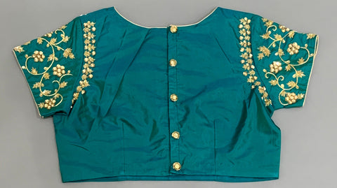 Peacock Blue Blouse with Hand Work