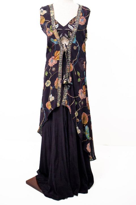 Purple dress with floral Indo western