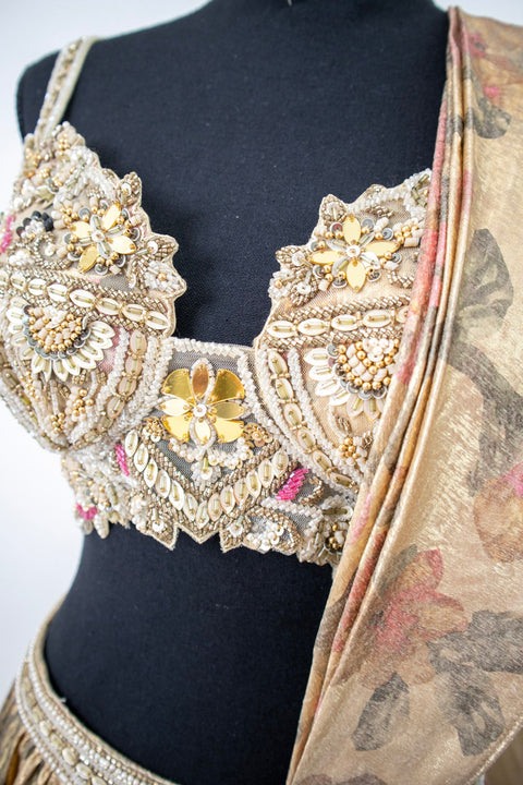 Gold Floral Lehenga