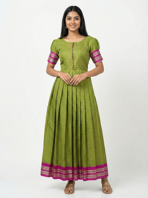 Green Purple Banaras Gown