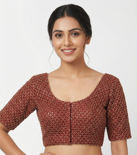 Maroon Blouse with Readymade Embroidery