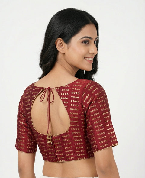 Maroon Brocade Readymade Blouse