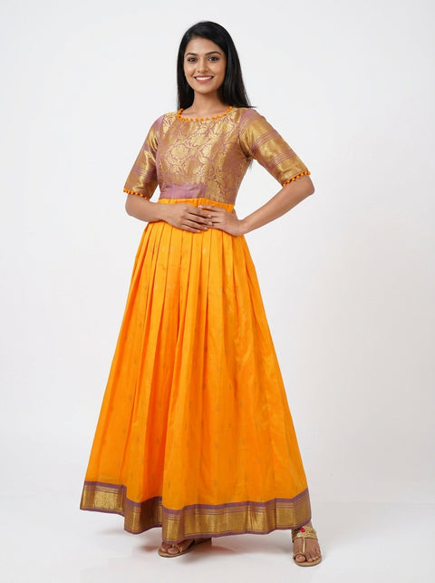 Mustard Pure Silk Traditional Gown