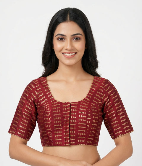 Maroon Brocade Readymade Blouse