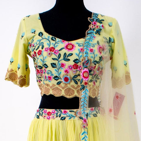 Yellow floral embroidered Lehenga