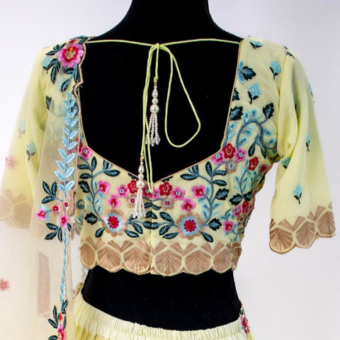 Yellow floral embroidered Lehenga