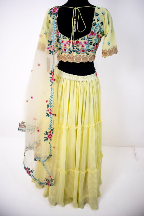 Yellow floral embroidered Lehenga