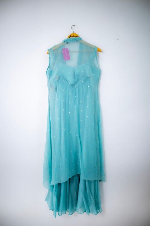 Blue Indo Western with floral top