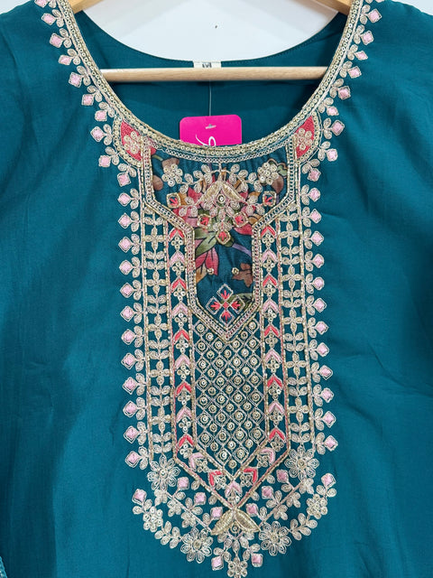 Blue Kurta, Pants and Dupatta Set