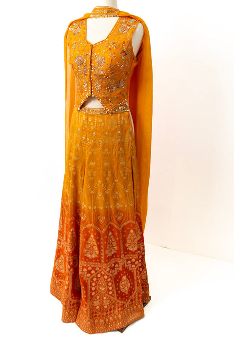 Mustard yellow embroidered Indo Western