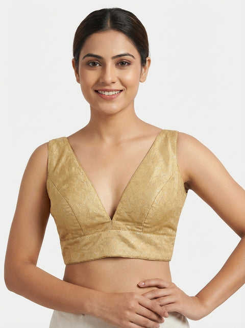 Light Gold Brocade Readymade Blouse