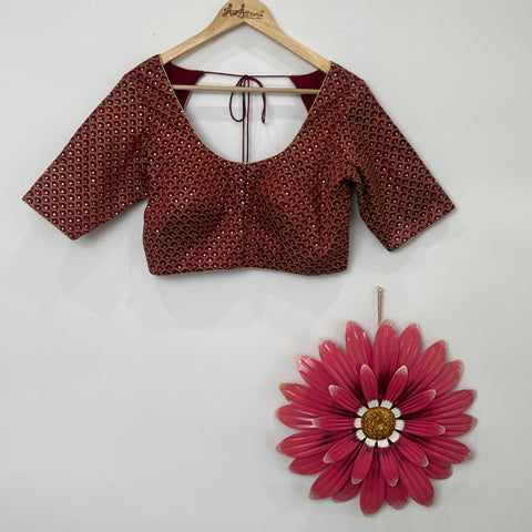 Maroon Blouse with Readymade Embroidery
