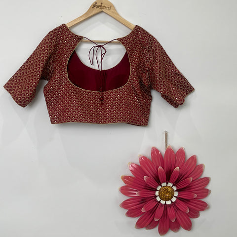 Maroon Blouse with Readymade Embroidery