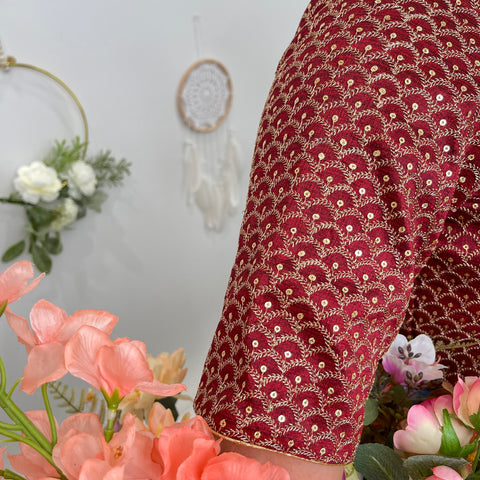 Maroon Blouse with Readymade Embroidery