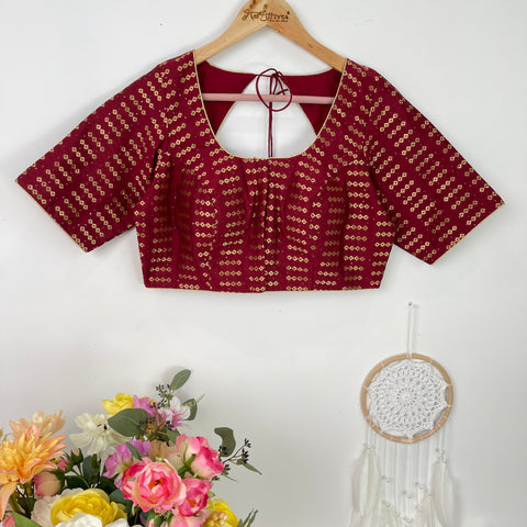 Maroon Brocade Readymade Blouse