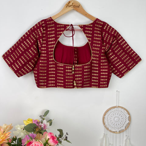 Maroon Brocade Readymade Blouse