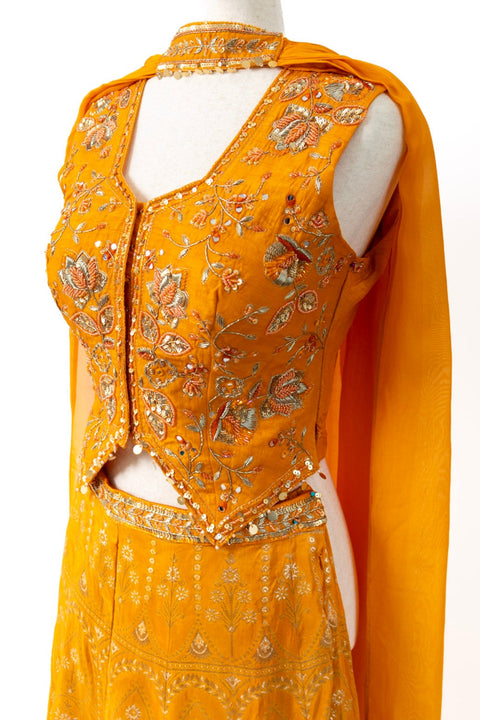 Mustard yellow embroidered Indo Western