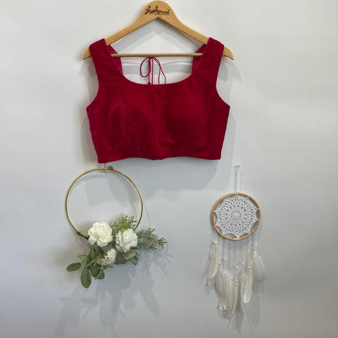 Red Velvet Sleeveless Blouse