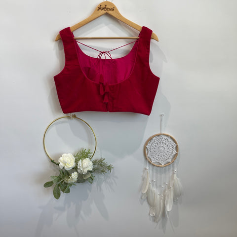 Red Velvet Sleeveless Blouse