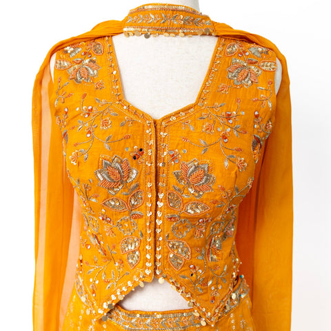 Mustard yellow embroidered Indo Western