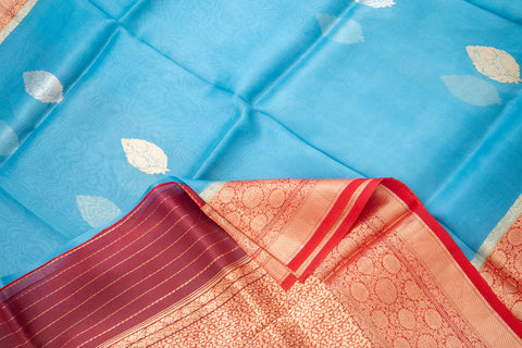 Light Blue Kora Banaras saree