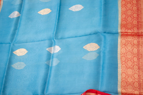 Light Blue Kora Banaras saree