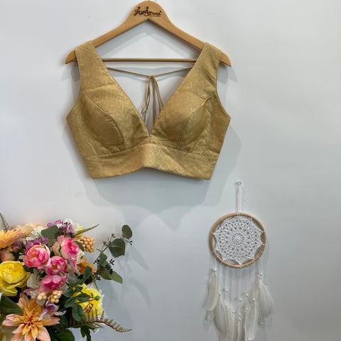 Light Gold Brocade Readymade Blouse