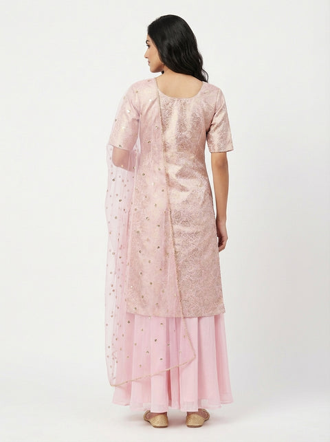 Baby Pink Kurta ,skirt palazzo with duppata