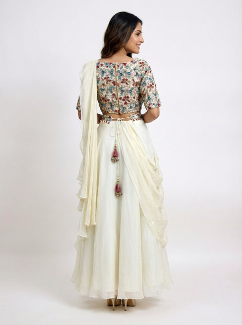 White Chiffon Lehenga