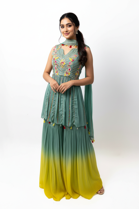 Blue and Yellow Sharara