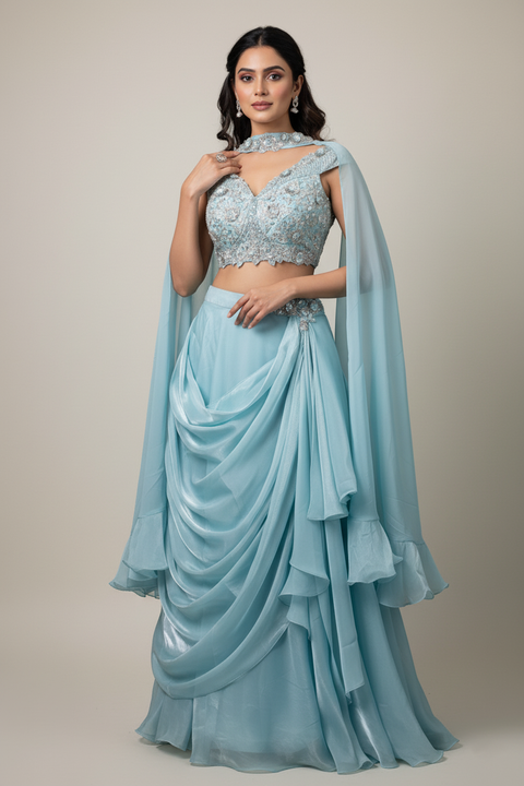 Light blue Lehenga