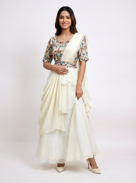 White Chiffon Lehenga