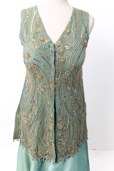 Teal with gold embroidery Sharara