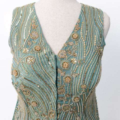 Teal with gold embroidery Sharara
