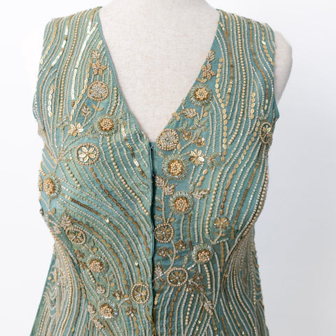 Teal with gold embroidery Sharara