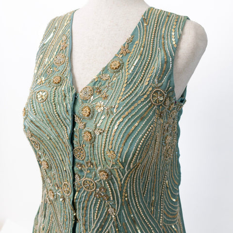 Teal with gold embroidery Sharara